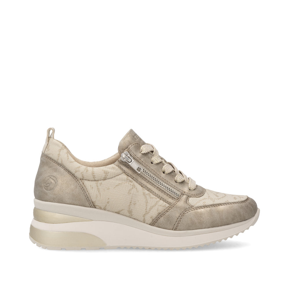 Remonte D2401-61 Pearl Beige Gold Metallic G Fit Trainers