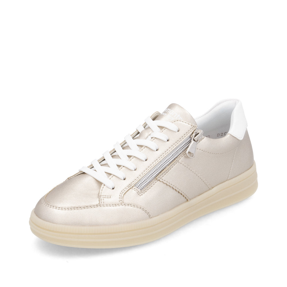 Remonte D2C02-90 Gold & White Trainers with Zip