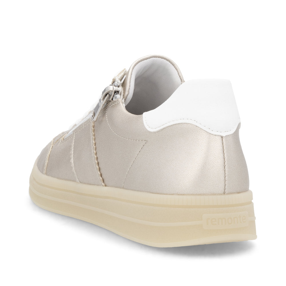 Remonte D2C02-90 Gold & White Trainers with Zip