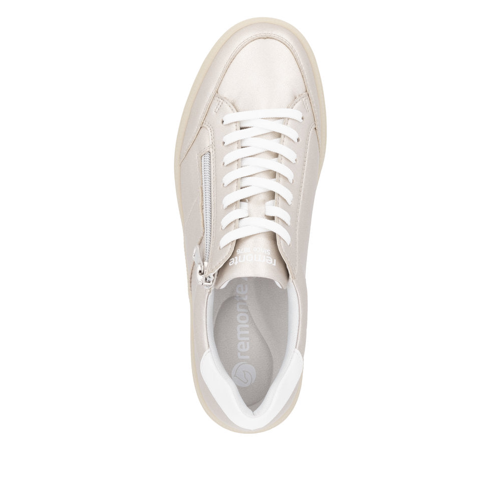 Remonte D2C02-90 Gold & White Trainers with Zip