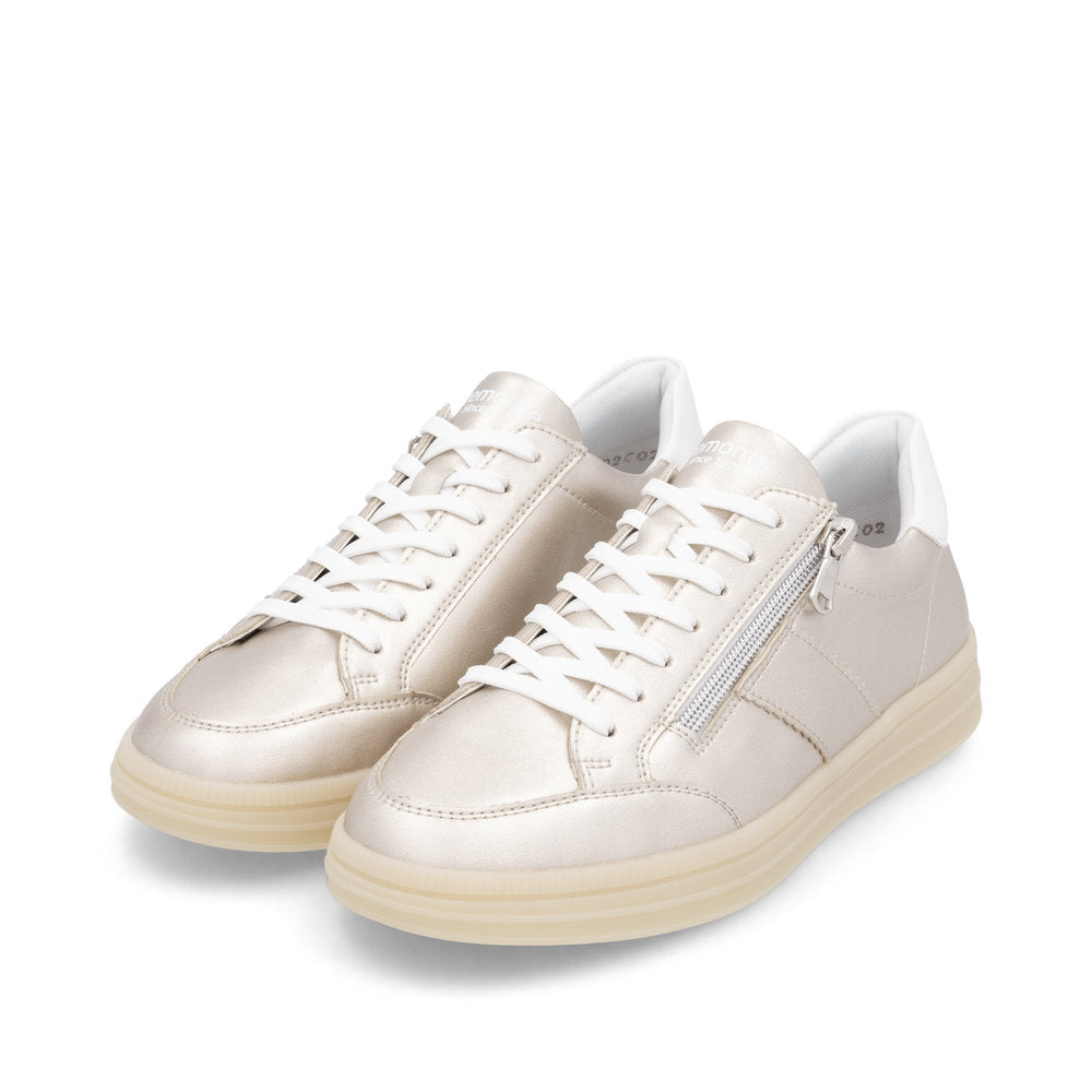 Remonte D2C02-90 Gold & White Trainers with Zip