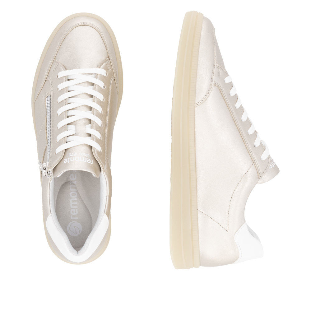 Remonte D2C02-90 Gold & White Trainers with Zip