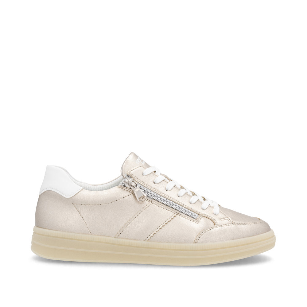 Remonte D2C02-90 Gold & White Trainers with Zip