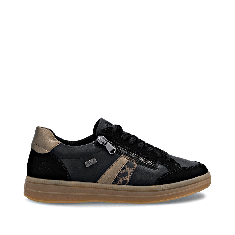 Remonte TEX D2C04-03 Black, Brown & Bronze Combi Trainers with Zip