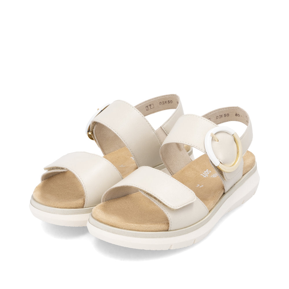 Remonte D2K50-80 Beige Velcro Sandals with Slingback Strap