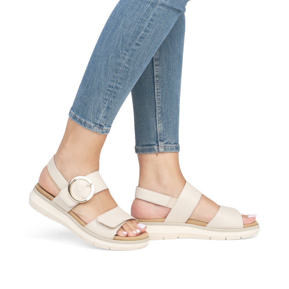 Remonte D2K50-80 Beige Velcro Sandals with Slingback Strap