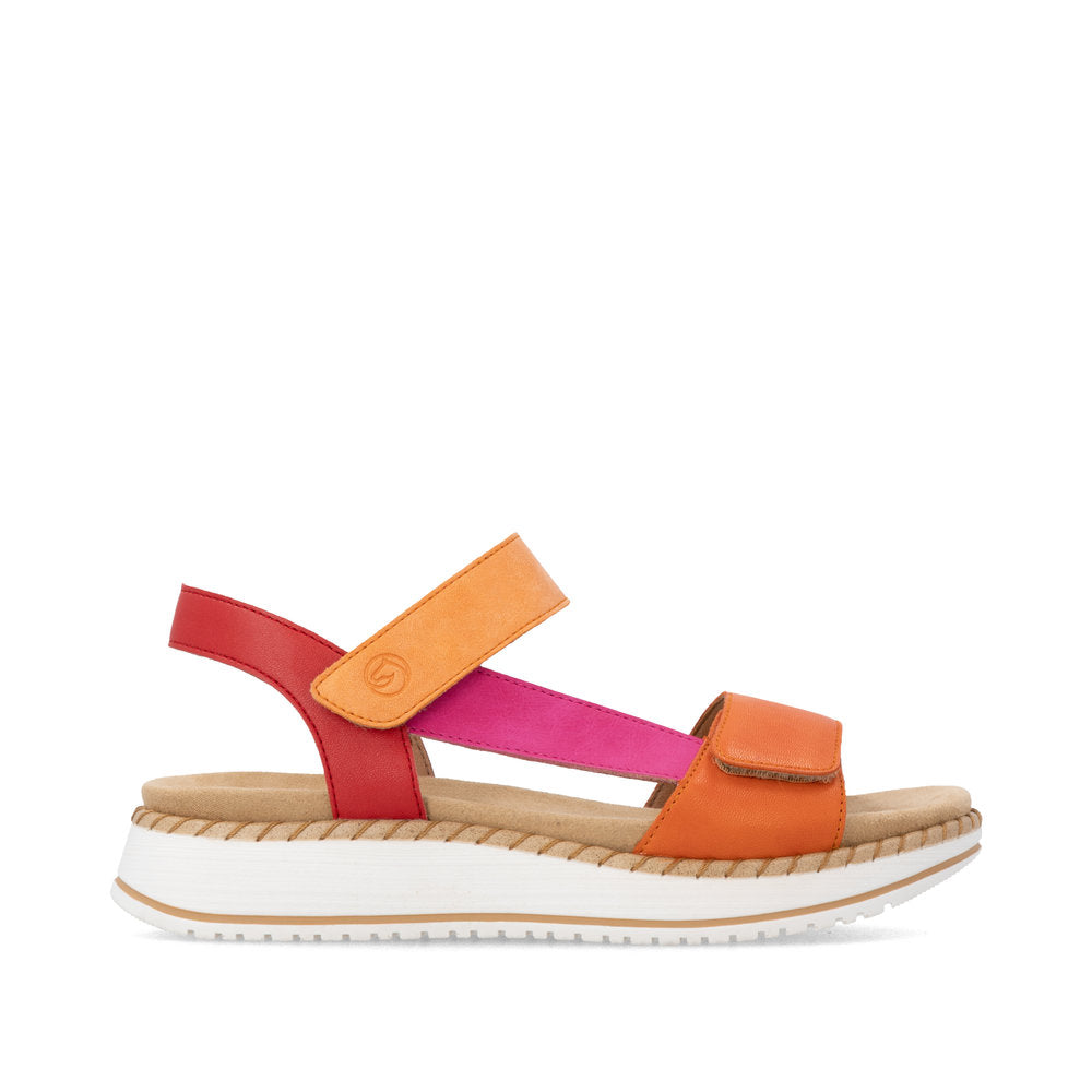 Remonte D3J50-38 Magenta & Orange F 1/2 Fit Velcro Sandals with Slingback Strap