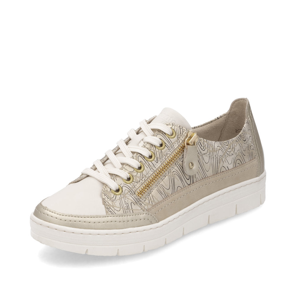 Remonte D5826-91 Light Gold/Cream Trainers with Zip