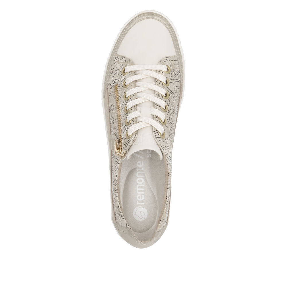 Remonte D5826-91 Light Gold/Cream Trainers with Zip
