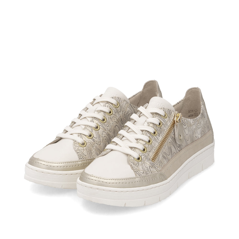 Remonte D5826-91 Light Gold/Cream Trainers with Zip