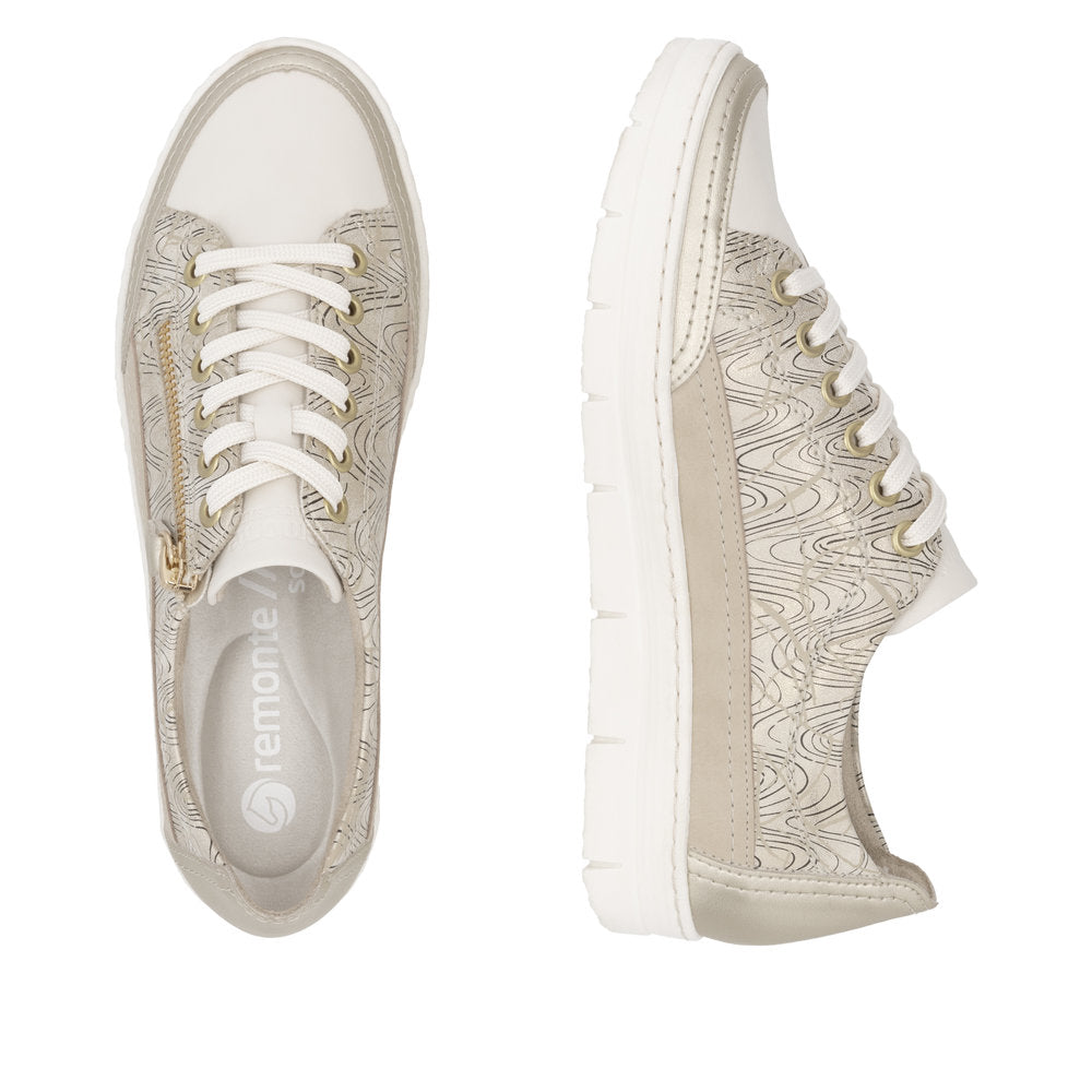Remonte D5826-91 Light Gold/Cream Trainers with Zip