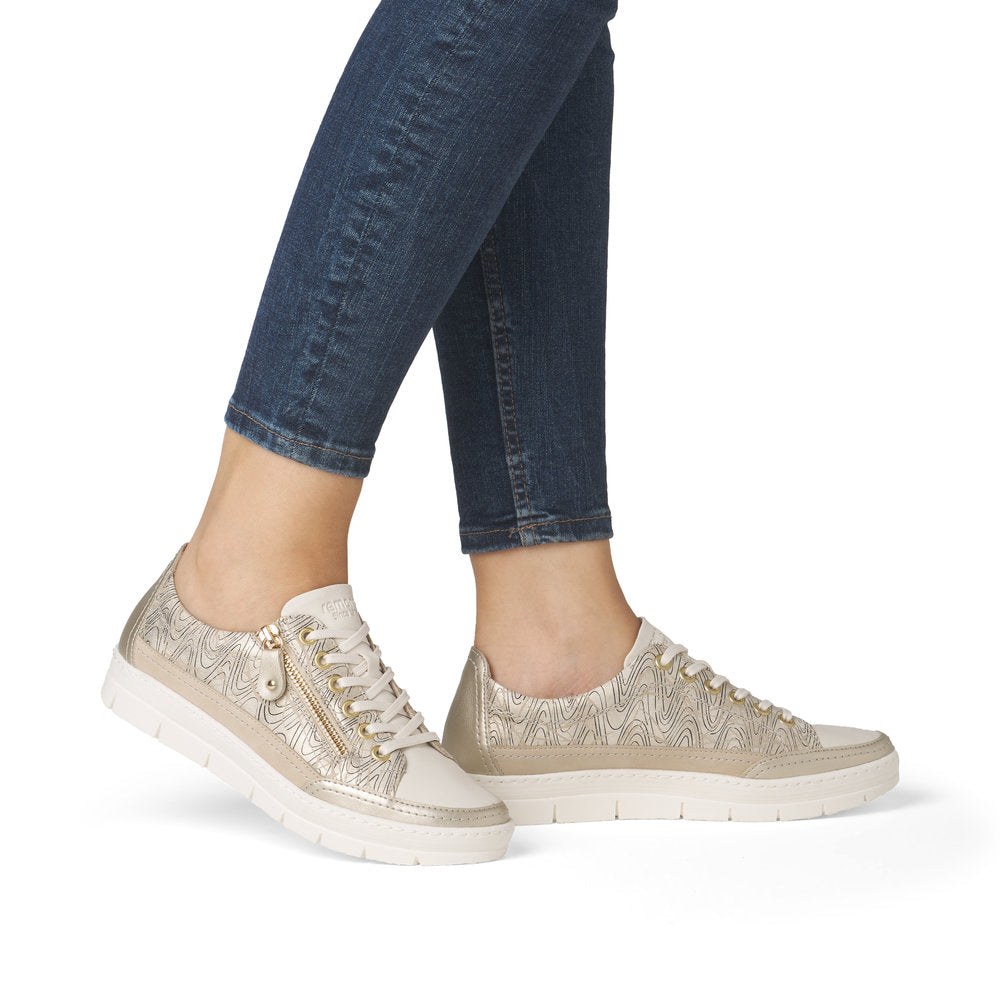 Remonte D5826-91 Light Gold/Cream Trainers with Zip