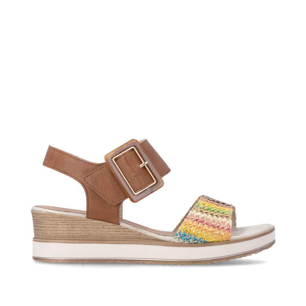 Remonte D6453-22 Brown Gold Multi F 1/2 Fit Sandals with Slingback Strap