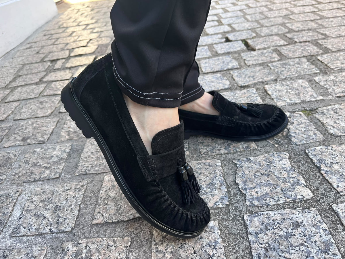 Gabor Comfort 4009.02.001 Black Suede G Fit Slip On Moccasins