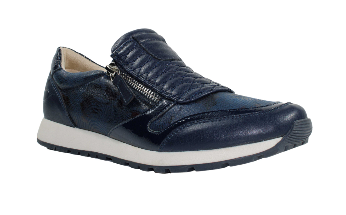 Susst Dizzy25 Navy PU Twin Zip Shoes