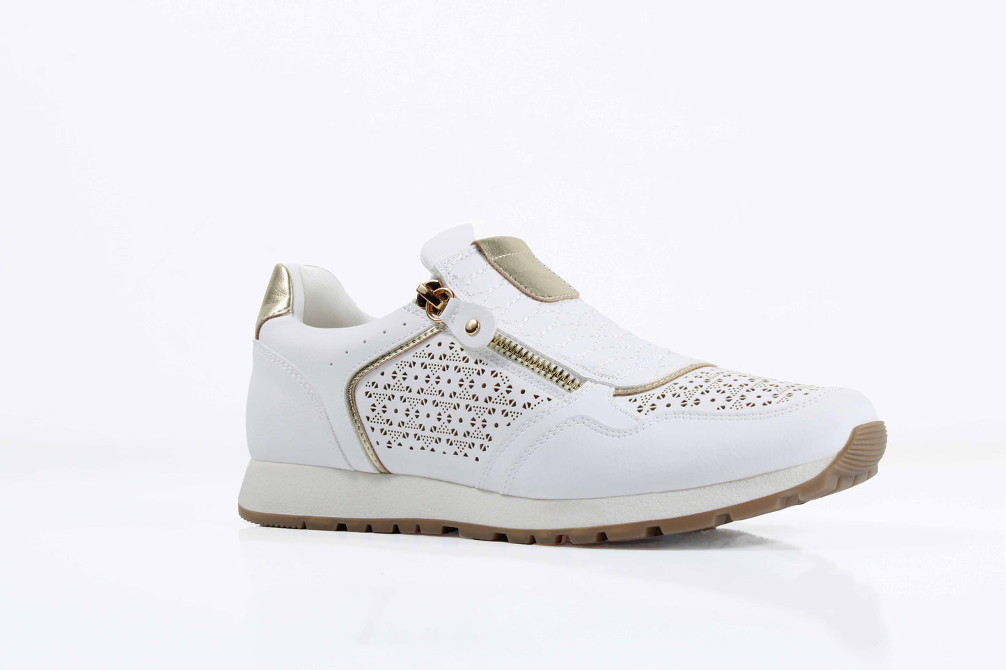 Susst DIZZY26 White PU Twin Zip Shoe