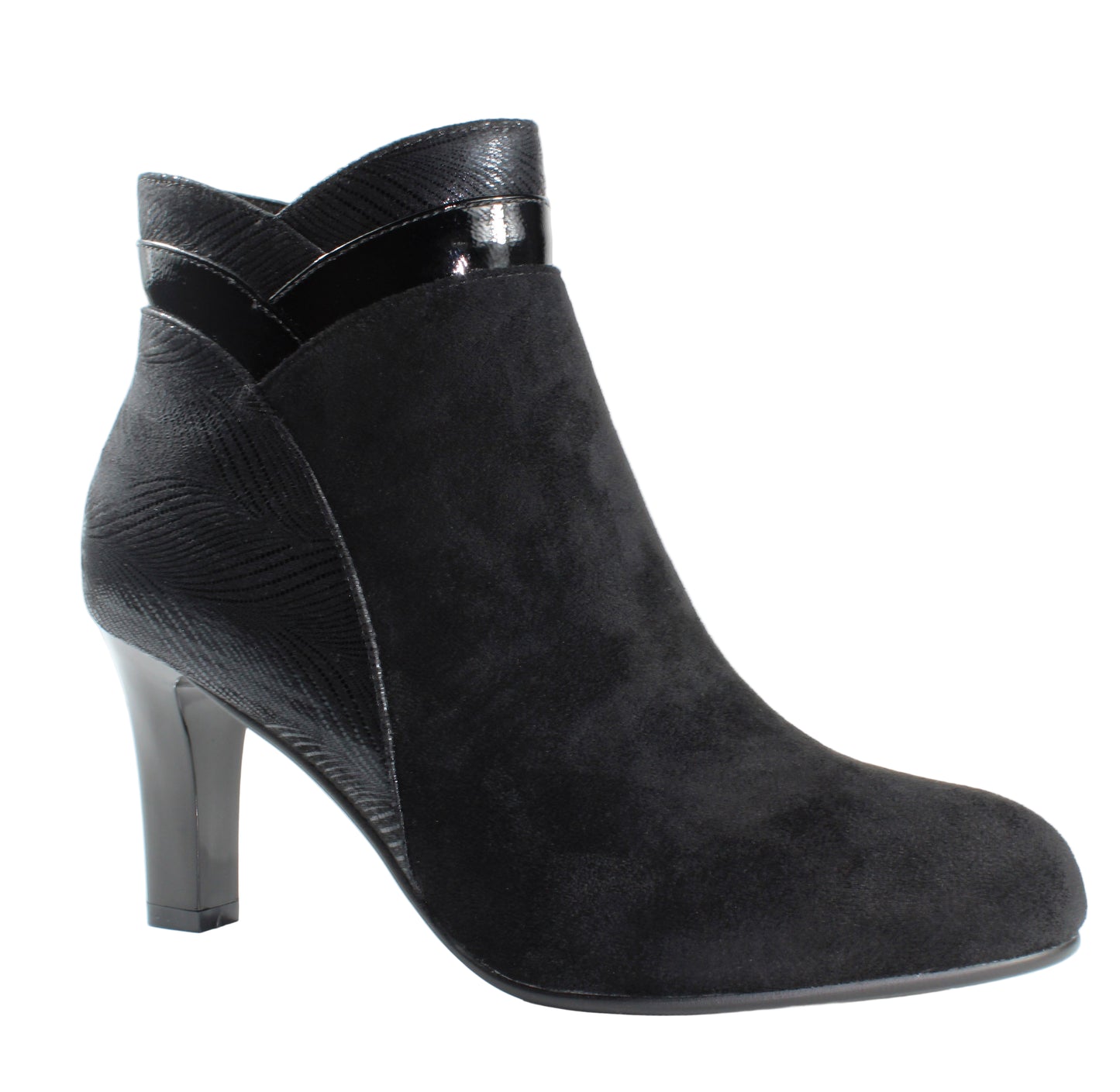 Susst DARLENE25 Black Micro/PU Medium Heel Metallic/Micro Ankle Boots