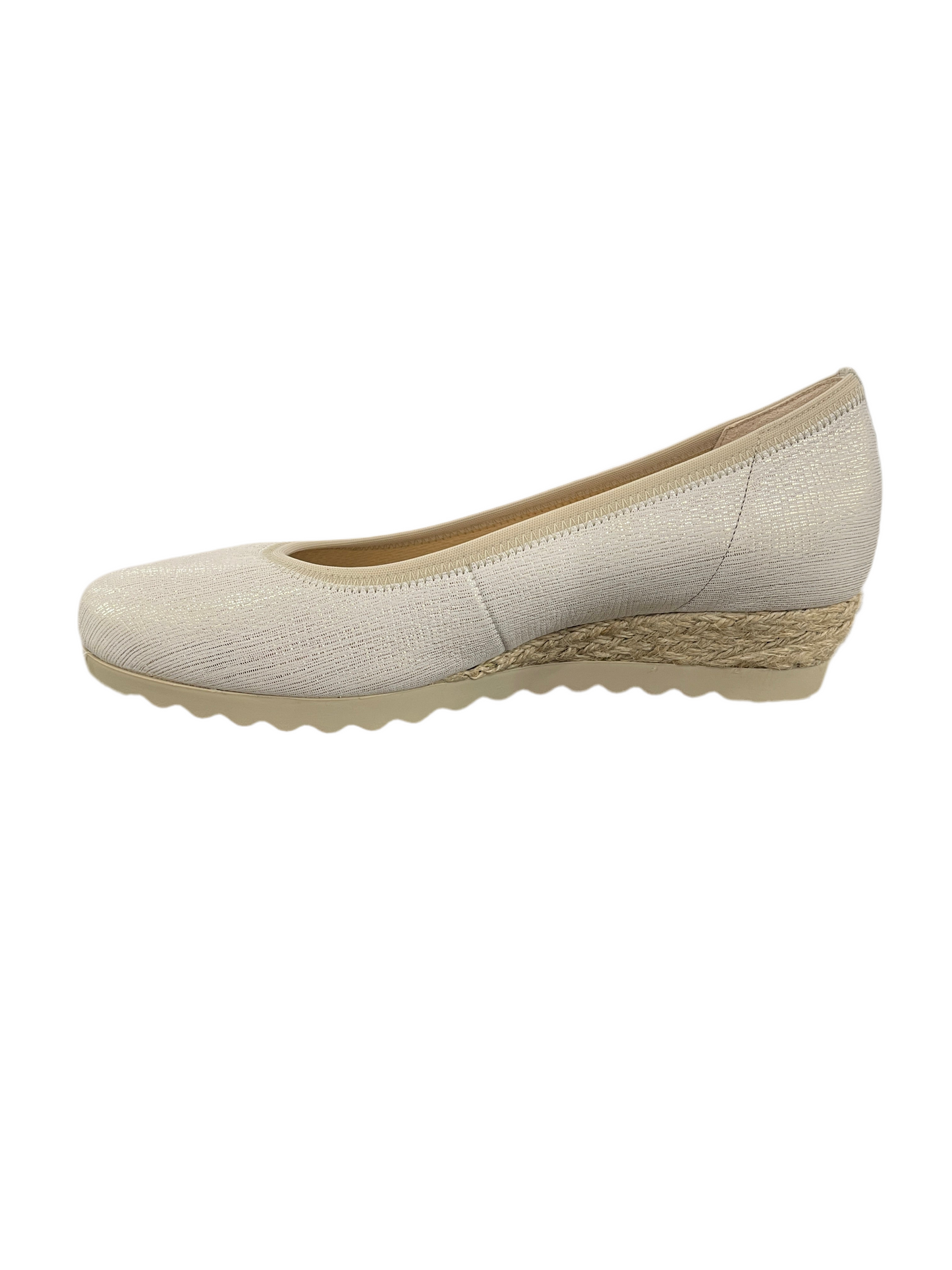 Gabor Comfort 62.641.80 G Fit White Gold Slip On Wedge Shoes