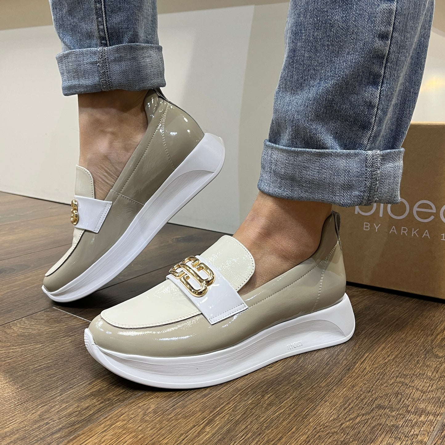 Bioeco by Arka 6754 2450+0345+2639 Beige Cream Patent Slip On Shoes