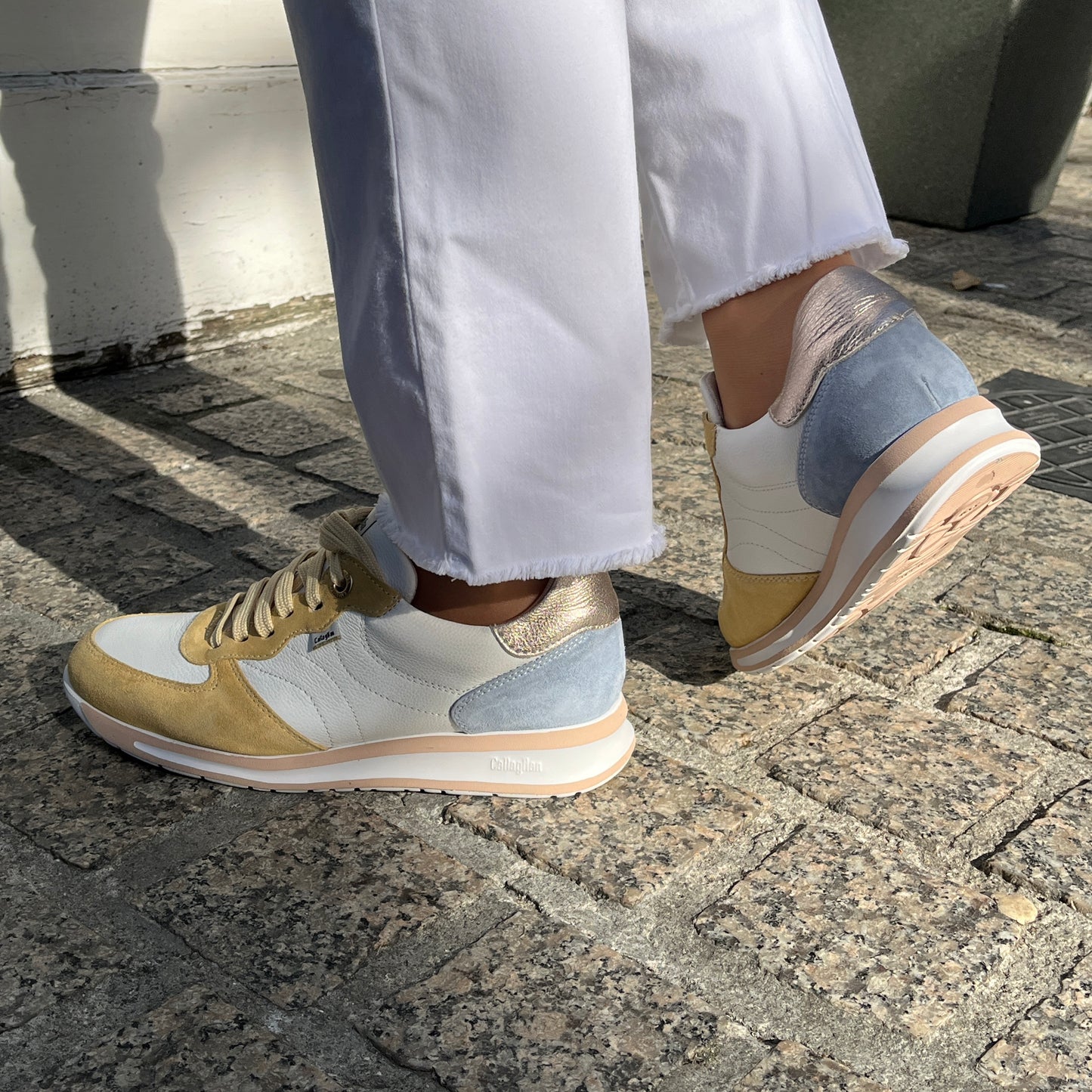 Callaghan 87117 Pesca Cream/Blanco, Blue & Mustard Multi Trainers