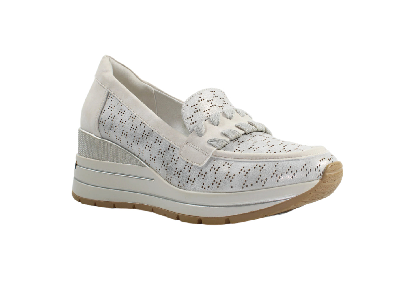 Susst Flora25 Beige PU Hi Wedge PU Casual Shoes