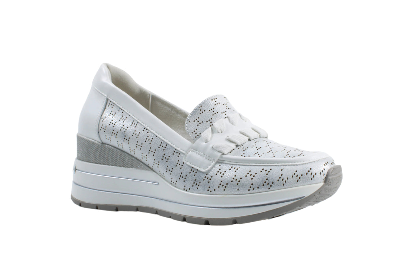 Susst Flora25 White PU Hi Wedge PU Casual Shoes