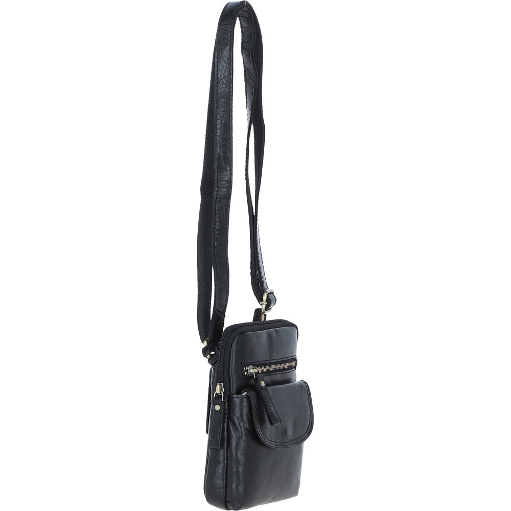 Ashwood Leather G-11 Black Crossbody Bag