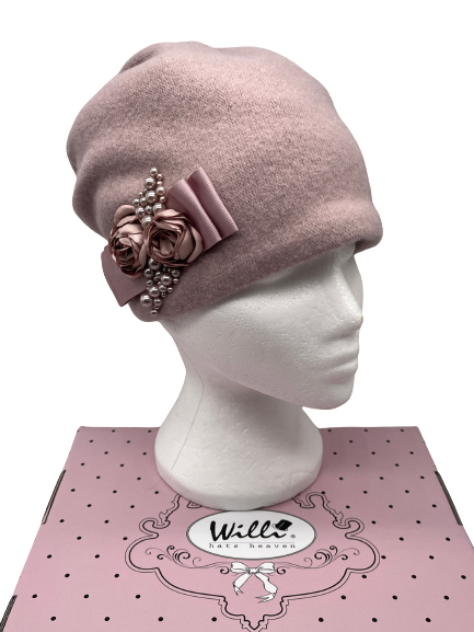 Willi Hats Heaven Gilfera Powder Pink Hat with Rose
