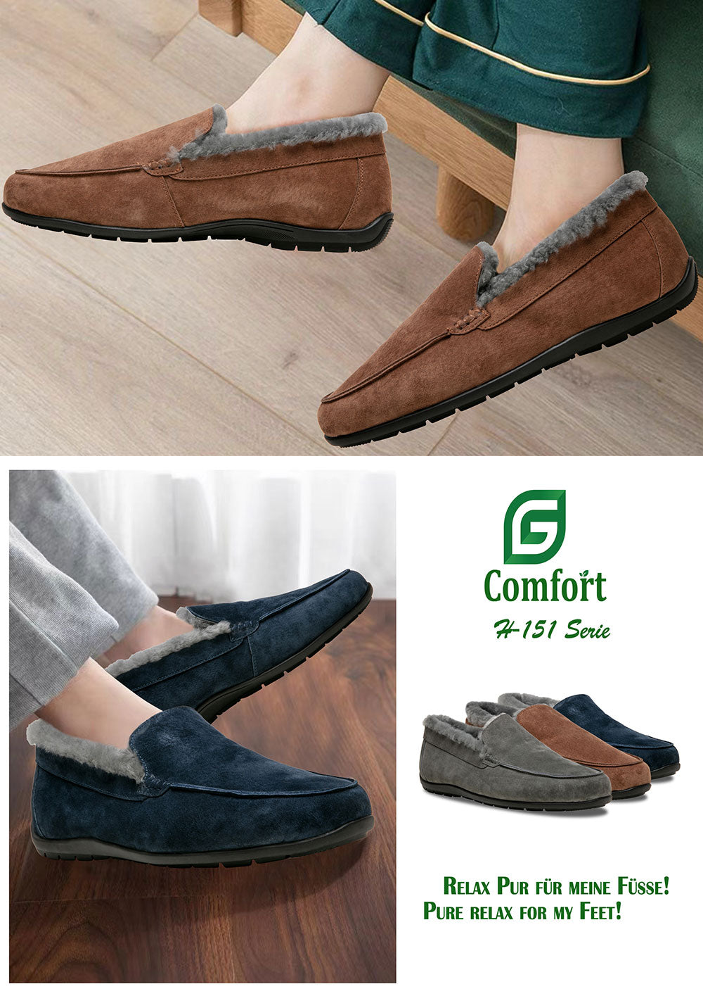 G Comfort H-151 Navy Slippers