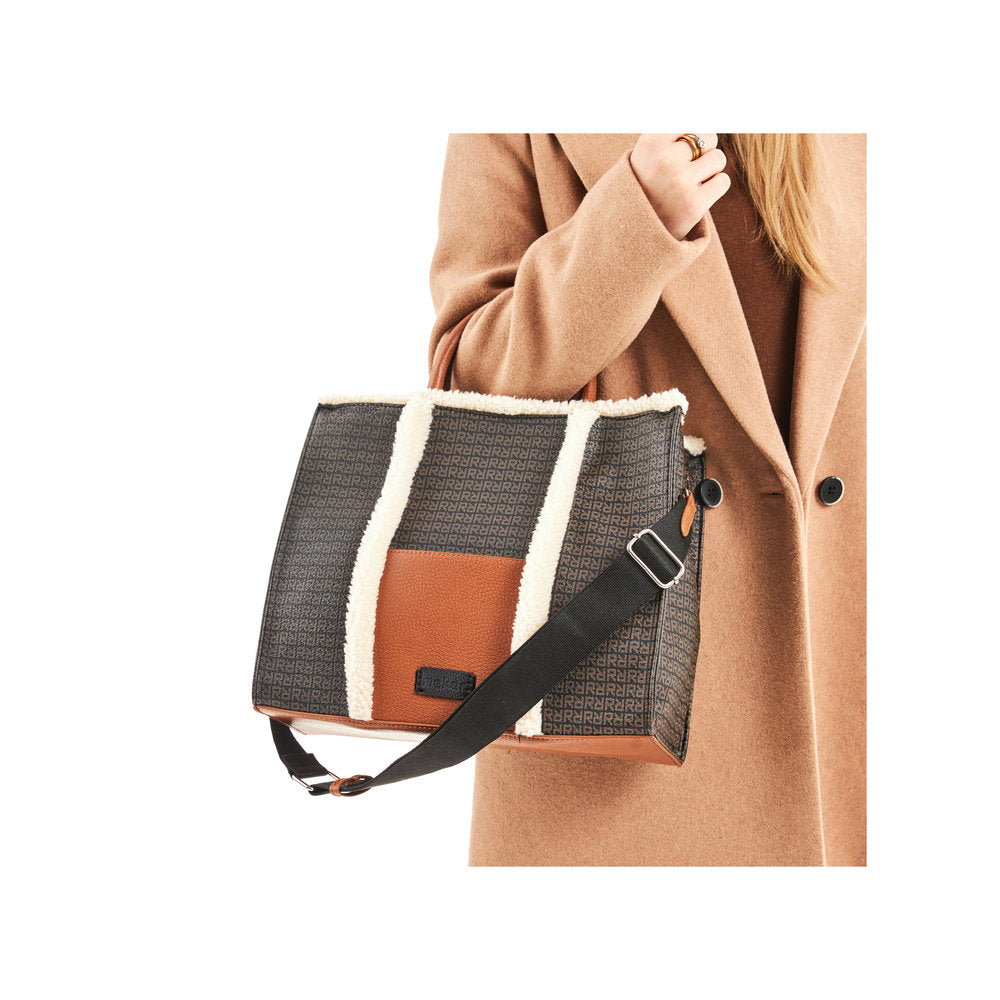 Rieker H1532-00 Black, Tan & Ivory Combi Handbag