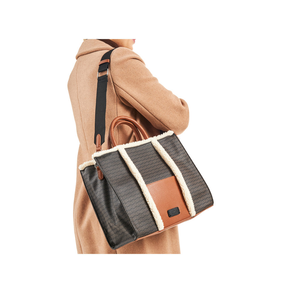 Rieker H1532-00 Black, Tan & Ivory Combi Handbag