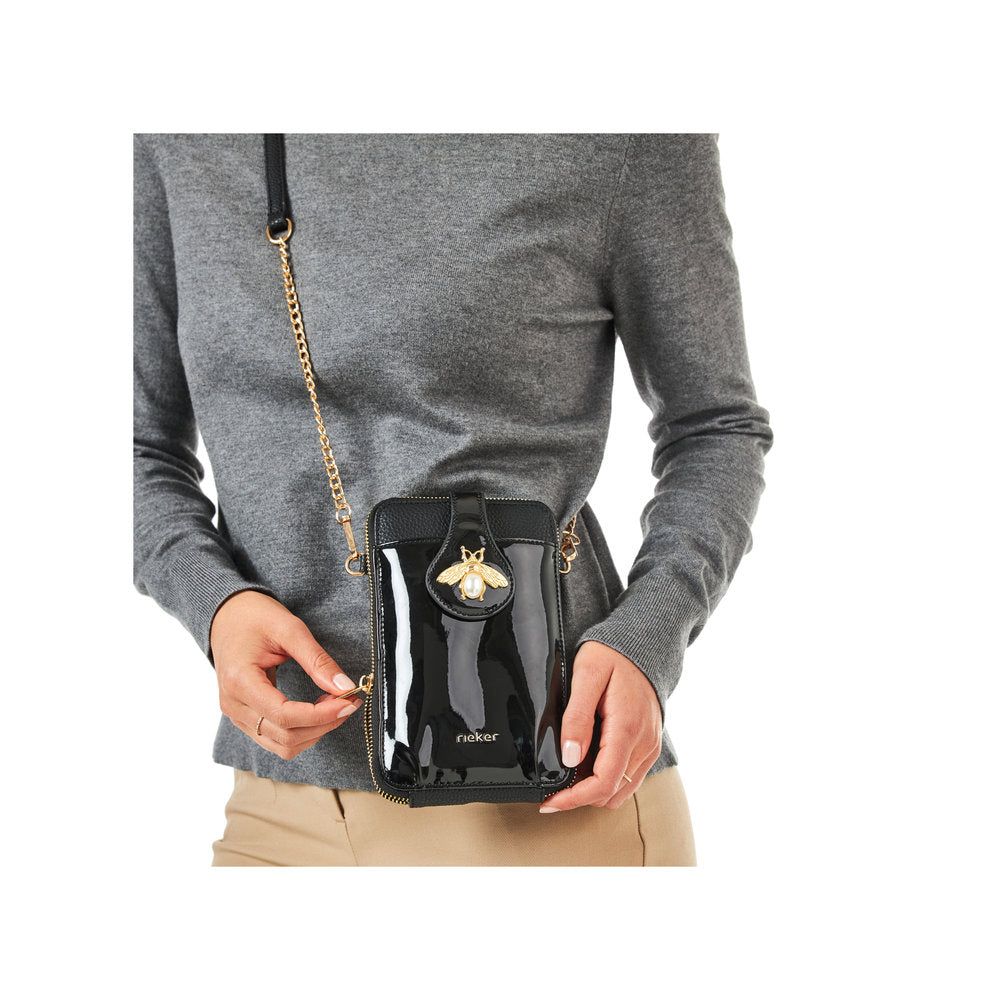 Rieker H1660-00 Black Patent Phone Bag