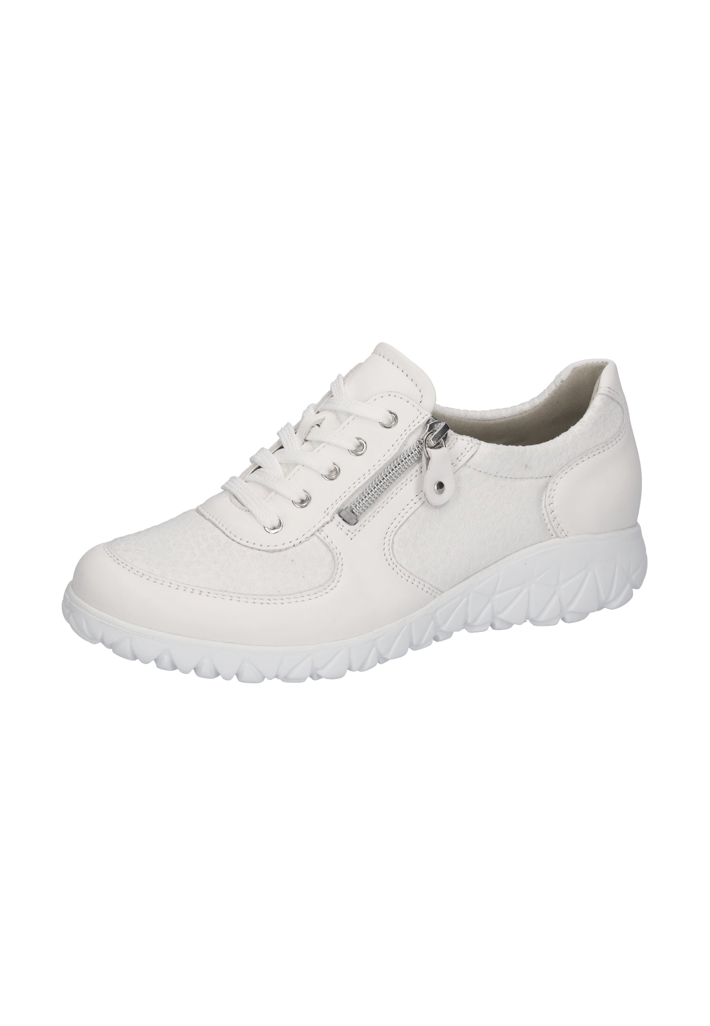 Waldlaufer H89001 238 275 White Lace & Zip Sneaker