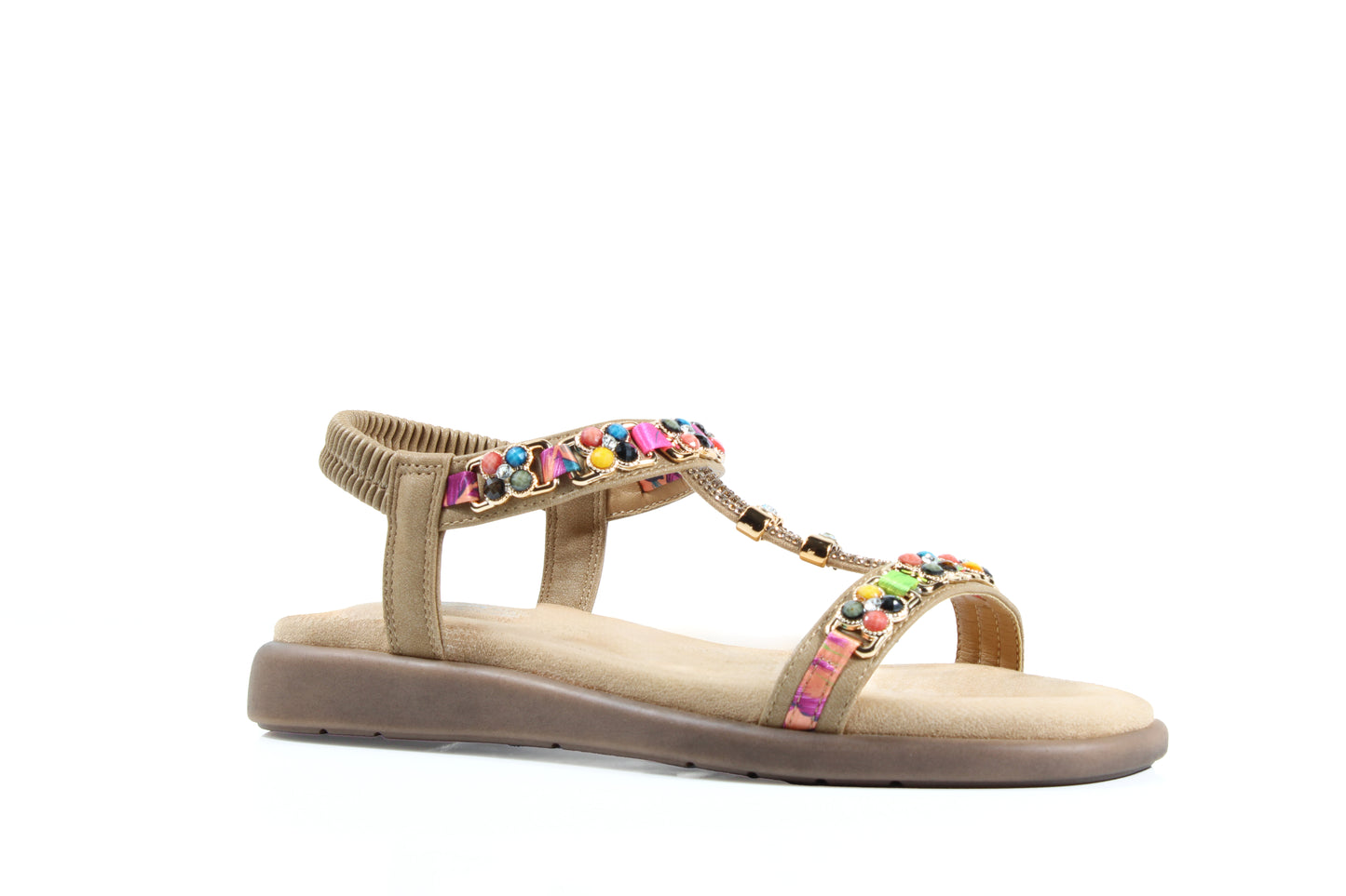 Susst HEIDI26 Camel PU Ornate Low Sandals