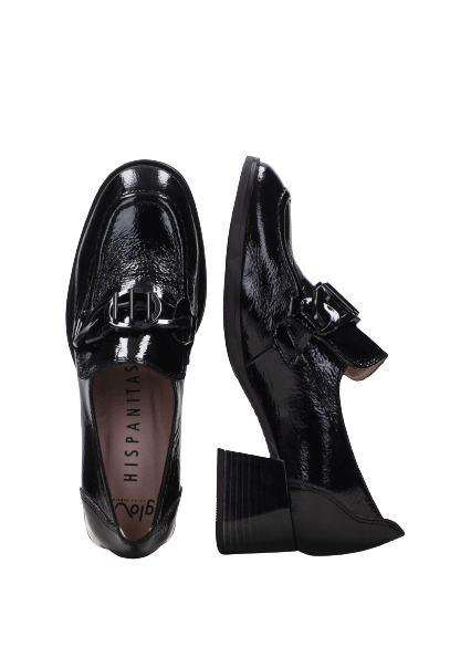 Hispanitas HI232992 Charlize Black Block Heel Moccasins