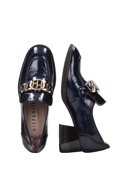 Hispanitas HI232992 Charlize Marine Navy Block Heel Moccasins