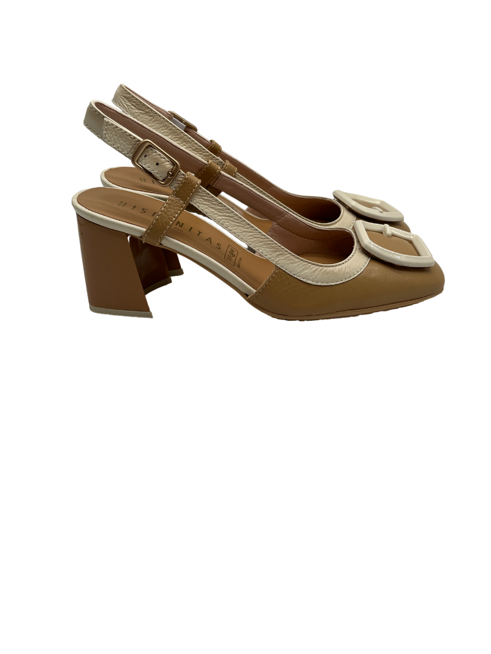 Hispanitas HV243221 Desert Tan & Cream Combi Slingback Block Heels
