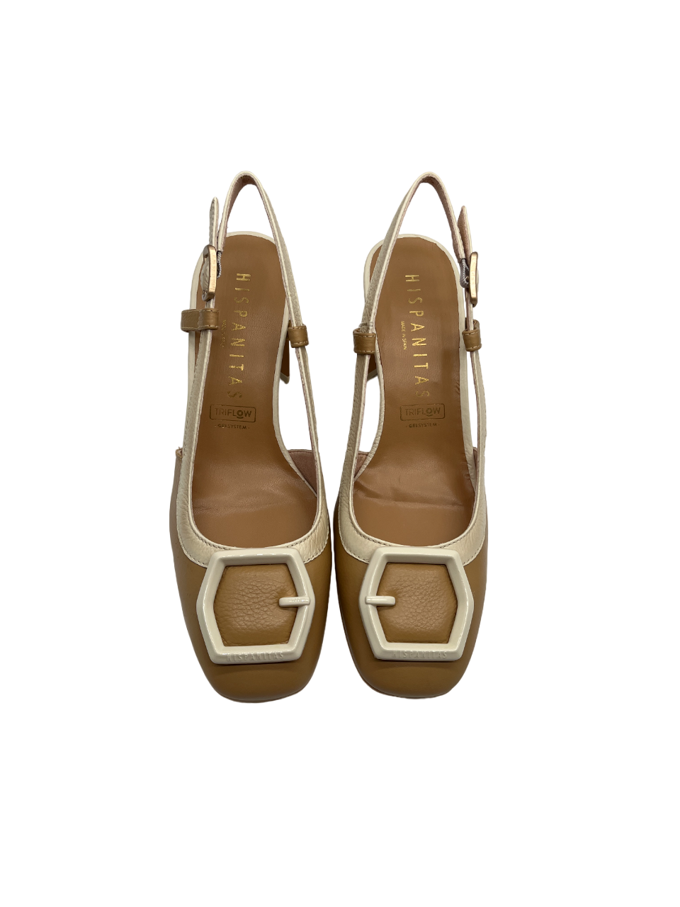 Hispanitas HV243221 Desert Tan & Cream Combi Slingback Block Heels