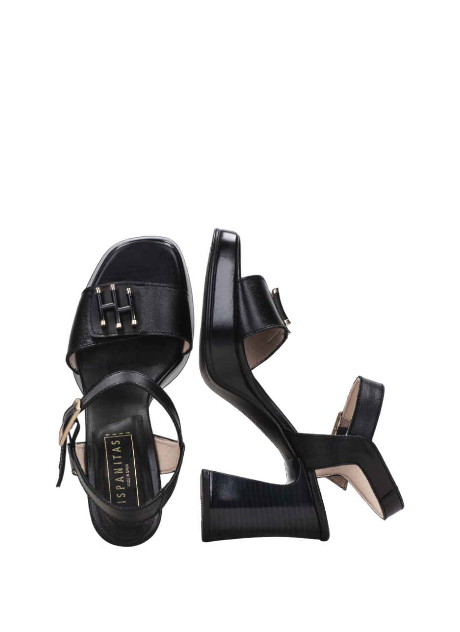 Hispanitas HV243355 Black Block Heel Slingback Heels