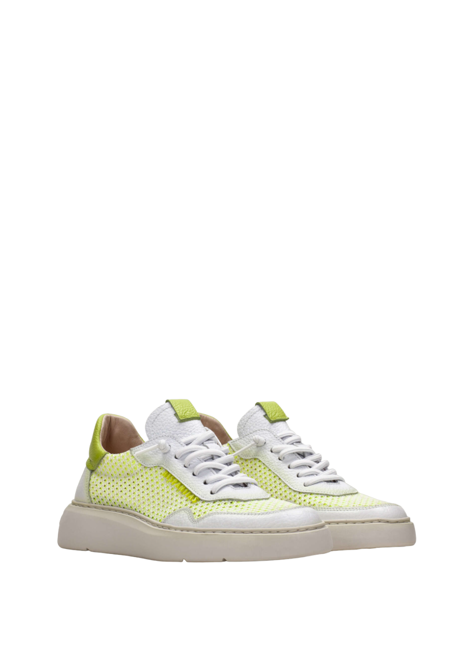 Hispanitas HV243412 White & Kiwi Green Combi Lace Trainers