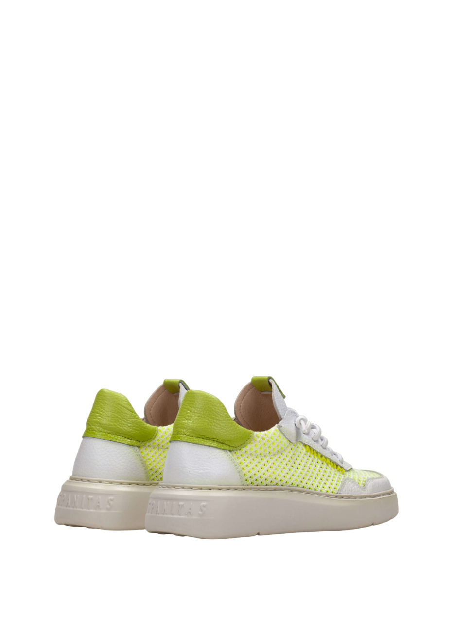 Hispanitas HV243412 White & Kiwi Green Combi Lace Trainers