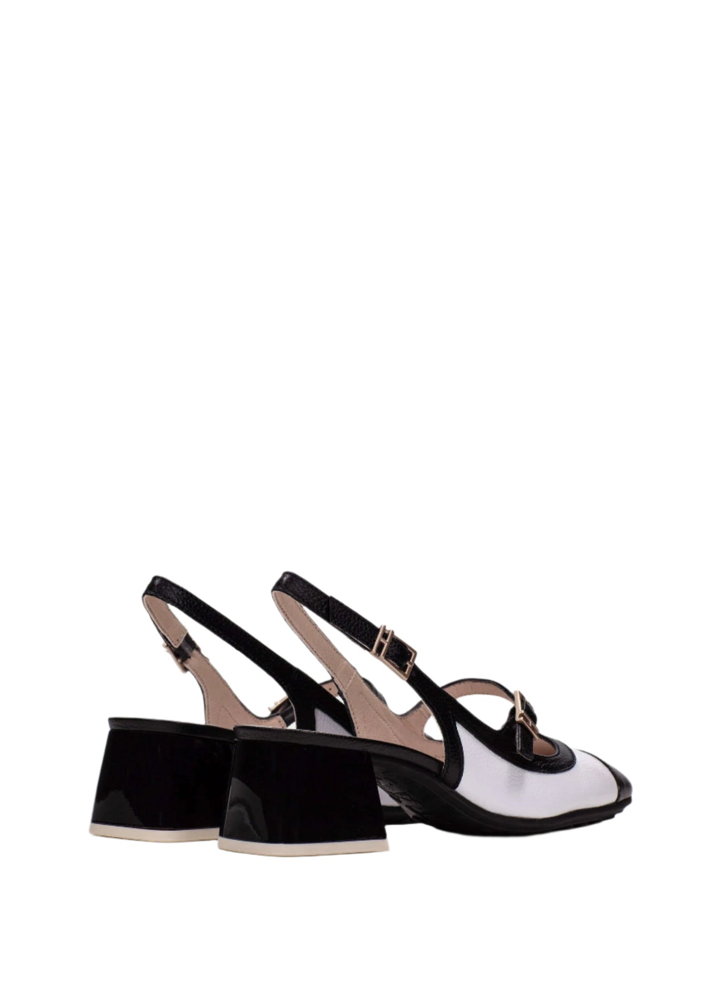 Hispanitas HV253860 Black & White Slingback Block Heels