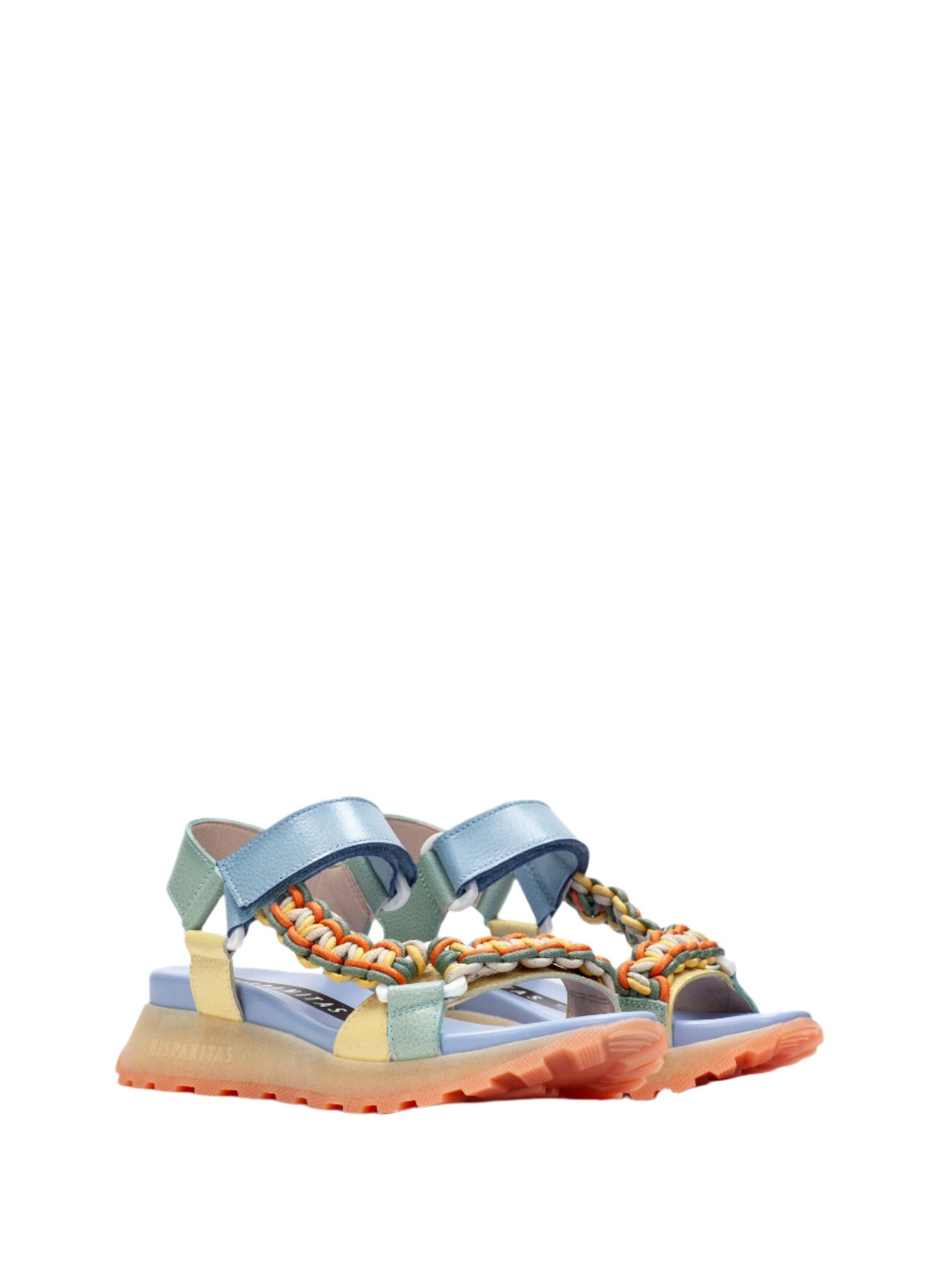 Hispanitas HV253898 Eucalipto, Yellow & Blue Combi Velcro Sandals