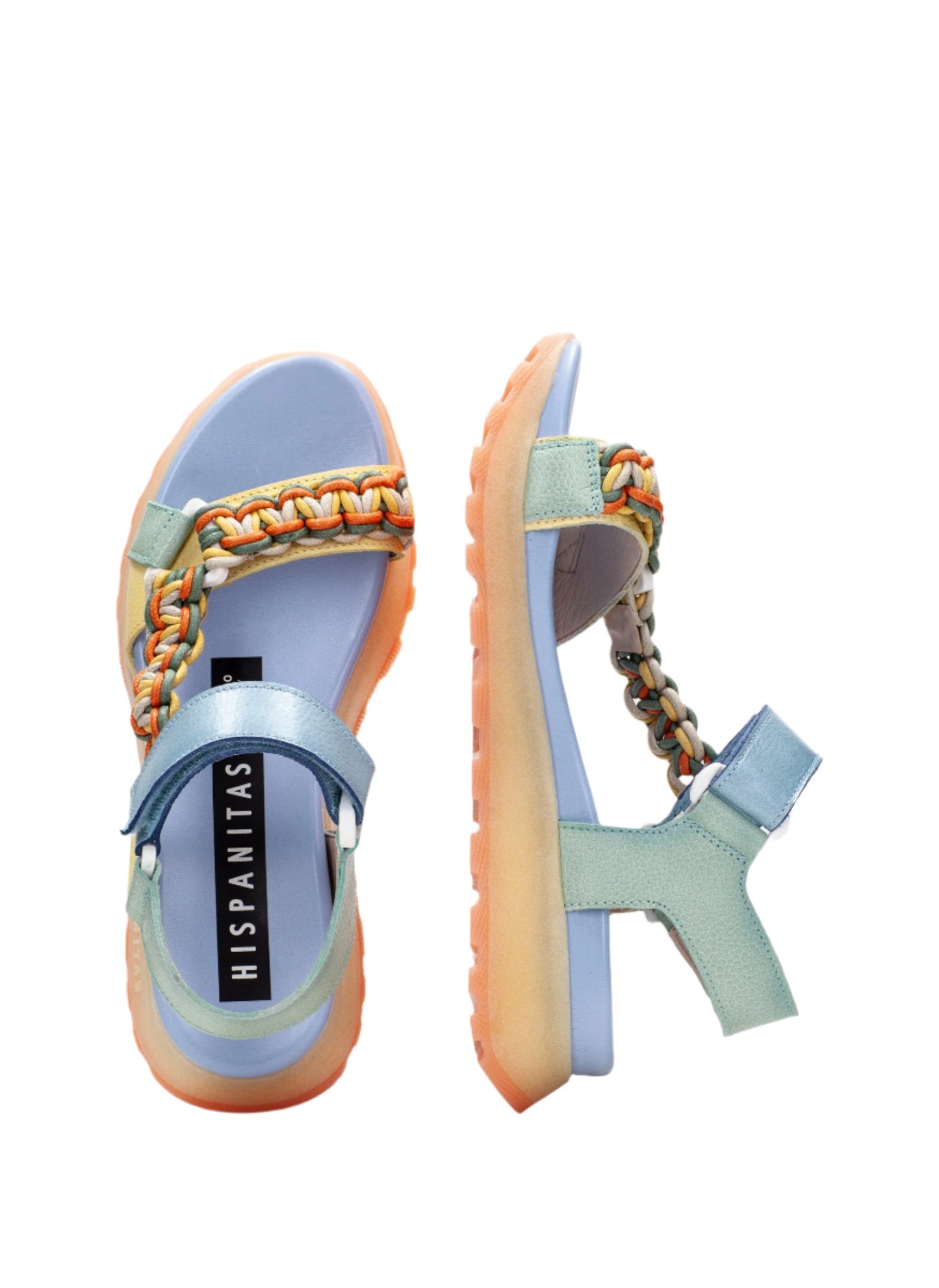 Hispanitas HV253898 Eucalipto, Yellow & Blue Combi Velcro Sandals
