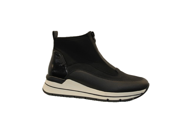 Susst Harper24 Black PU Sporty Shoe with Front Zip