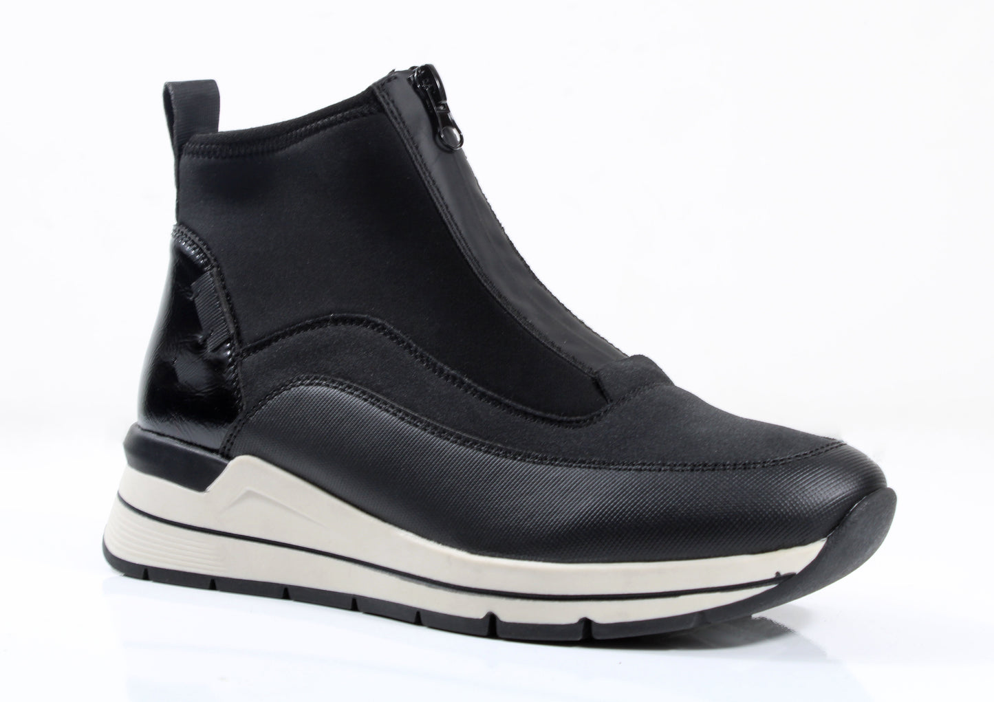 Susst HARPER25 Black PU Front Zip Ankle Boots