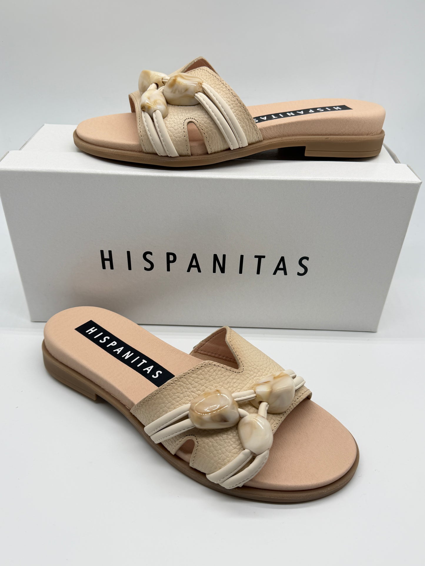 Hispanitas HV264683 Beige With Stones Slip On Sandals