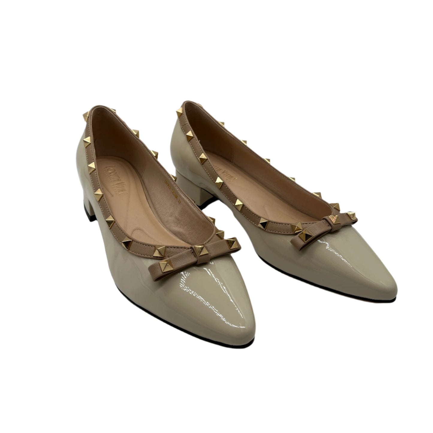 Loretta Vitale C9303 Beige 2 Tone Slip On Shoes with Studs