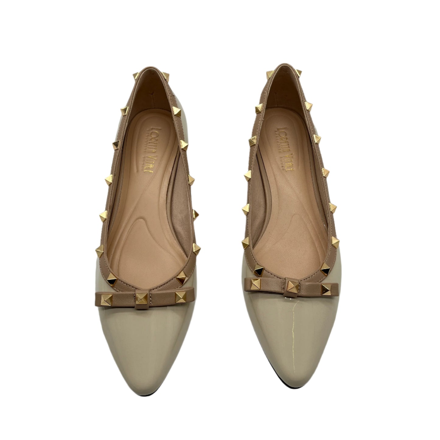 Loretta Vitale C9303 Beige 2 Tone Slip On Shoes with Studs
