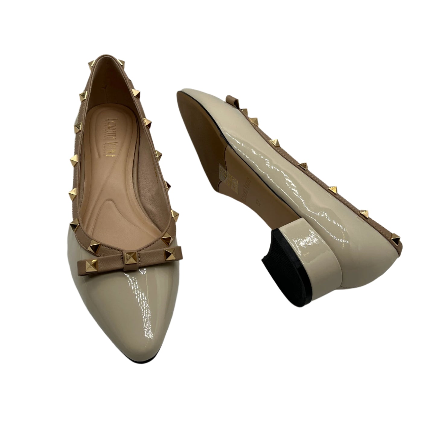 Loretta Vitale C9303 Beige 2 Tone Slip On Shoes with Studs